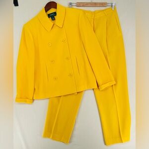 Ralph Lauren Bright Yellow Double-Breasted Pantsuit